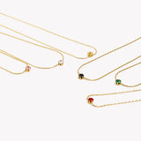Collier pendentif zircon noir, acier doré