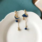 Boucles d'oreilles lune asymétriques pendantes