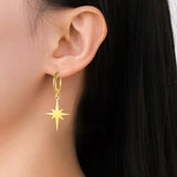 Boucles d'oreilles créoles lune et étoile dorées