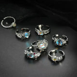 Bague Ajustable couleur argent Zirconium Goutte