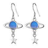 Boucles d'Oreilles Pendantes Planète couleur argent