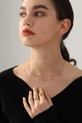 Collier Acier Pendentif Zircone Doré