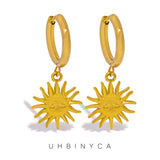 Boucle d'oreille pendante Soleil (Acier)
