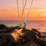 Collier Lune et Soleil en zircons (doré)