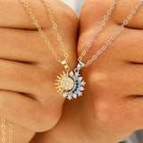 Collier Lune aimanté en acier et zircons