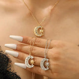 Collier lune et soleil en zircon