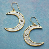 Boucles d'oreilles lune et étoile pendantes (doré)