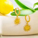 Boucle d'oreille pendante Soleil (Acier)