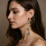Boucles d'Oreilles Lune Asymétriques Cristal porté