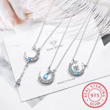 Collier Lune Goutte Zircone (Argent)