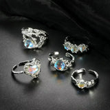 Bague Ajustable couleur argent Zirconium Goutte
