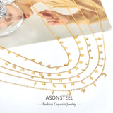 Collier Acier Pendentif Zircone Doré