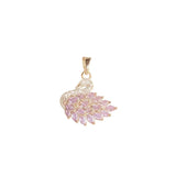 Collier Cygne Zircon Bleu et Rose Or