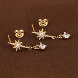 Boucles d'Oreilles Lune et Étoile Zircon