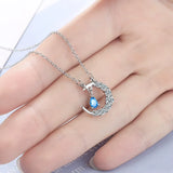 Collier Lune Goutte Zircone (Argent)