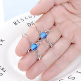 Boucles d'Oreilles Pendantes Planète couleur argent