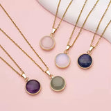 Collier pierre de lune rond en acier