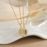 Collier Lune aimanté en acier et zircons
