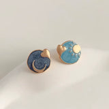 Boucles d'oreilles lune asymétriques pendantes