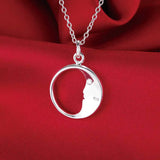 Collier lune couleur argent