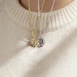 Collier Lune et Soleil en zircons (doré)