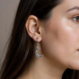 Boucles d'oreilles lune et étoile asymétriques (doré) porté