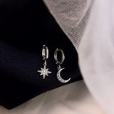 Boucles d'oreilles lune et étoile asymétriques (doré)