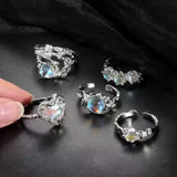 Bague Ajustable couleur argent Zirconium Goutte