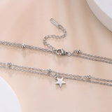 Collier Lune et Étoiles Double Chaîne