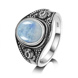 bague pierre de lune classique et vintage