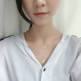 Collier Lune <br> avec Croix Dorée (Argent)