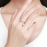 bague demi lune avec étoile noire