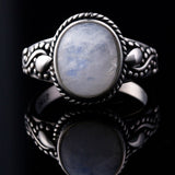 bague pierre de lune bleue en argent
