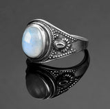 bague pierre de lune bleue
