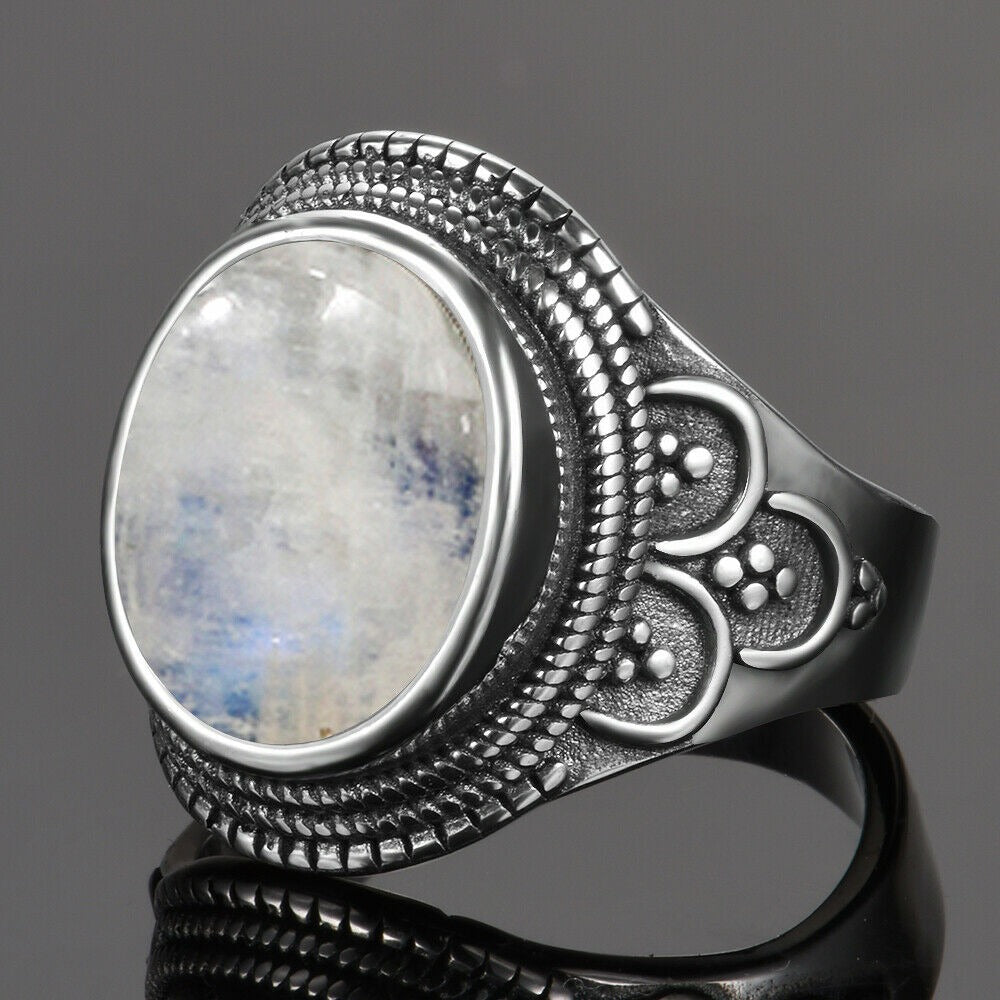 Bague Pierre de Lune Homme (Argent)