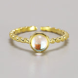 bague pierre de lune plaqué or tressé