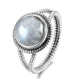 Bague pierre de lune ronde véritable