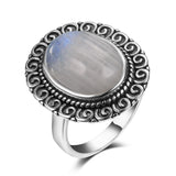 bague pierre de lune véritable en argent