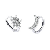 Boucle d'oreille lune et soleil argent