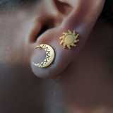 Boucle d'oreille soleil lune