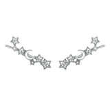 boucles d'oreille lune avec étoiles brillantes