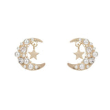 Boucle d'oreille croissant de lune avec étoile