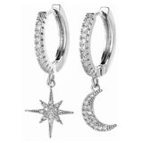 Boucle d'oreille lune et étoile en diamant