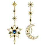 Boucles d'oreilles lune et étoile scintillantes
