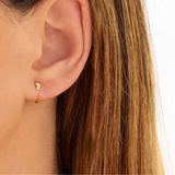 Boucle d'oreille lune plaque or