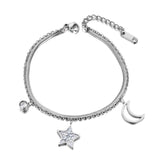 Bracelet lune étoile brillante
