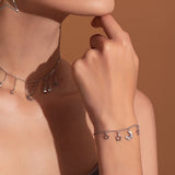 Bracelet lune et étoiles en argent