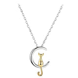 collier lune avec chat doré