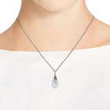 collier pierre de lune en forme de goutte d'eau nacre