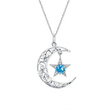 Collier en croissant de lune et étoile bleue
